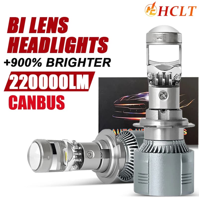 Lampadina Faro Bi-LED H7 H4 H11 con Proiettore Canbus H8 H9 9005 HB3 9006 HB4, Ventola Turbo, Mini Lente per Auto/Moto, Luce Fendinebbia