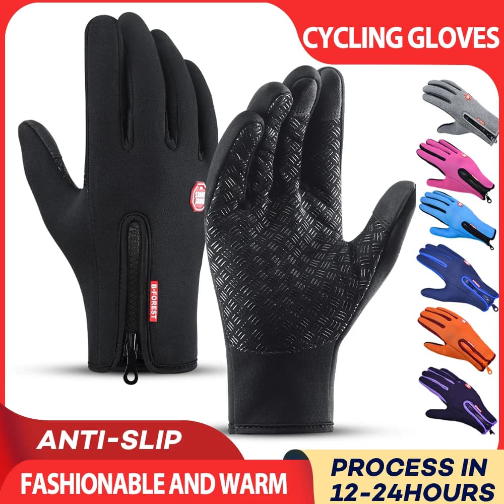 Guanti invernali per uomo guanti da ciclismo per bici guanti antivento a prova di freddo Full Finger Outdoor guanti da moto impermeabili per bicicletta
