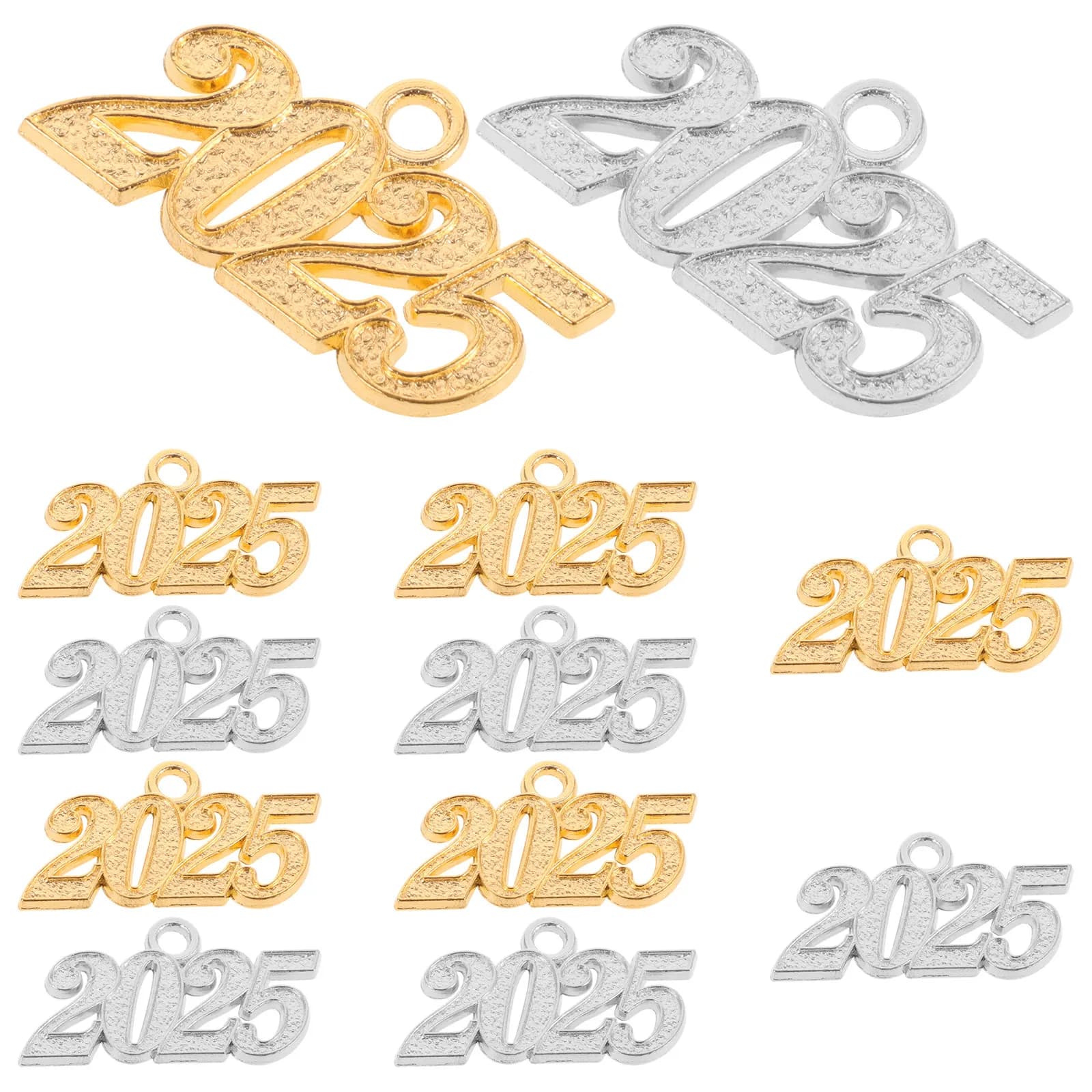 12Pcs 2025 Year Number Charms Pendants for DIY Crafts Jewelry Making Graduation Party Accessories Necklace Bracelet Earrings