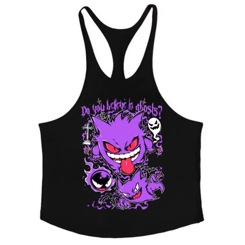 Canotta estiva da uomo Canotta in cotone 100% Anime giapponesi Stampa Pokémon Canottiere senza maniche ad asciugatura rapida Fitness Muscle Building top