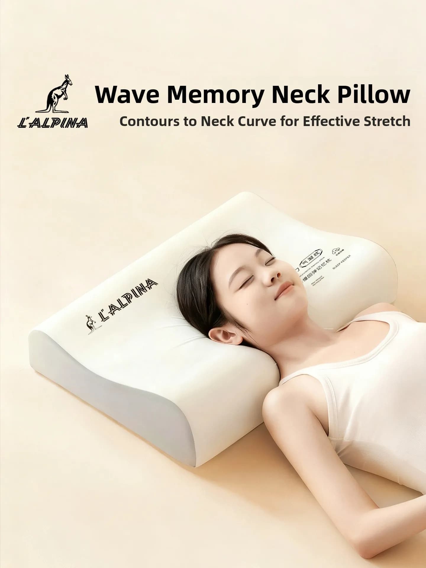 Cuscino in Memory Foam LALPINA, Coppia di Cuscini per Supporto Cervicale, a Lento Ritorno, Traspirante, per Uso Domestico e Studenti, Forma a Onda, in Fibra di Poliestere, Supporto Medio