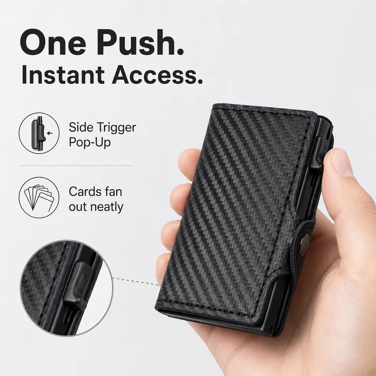 RFID Blocking Pop-Up Card Holder Carbon Fiber Men Wallet Minimalist Credit ID Card Case Fashion Coin Purse Carteira Masculina