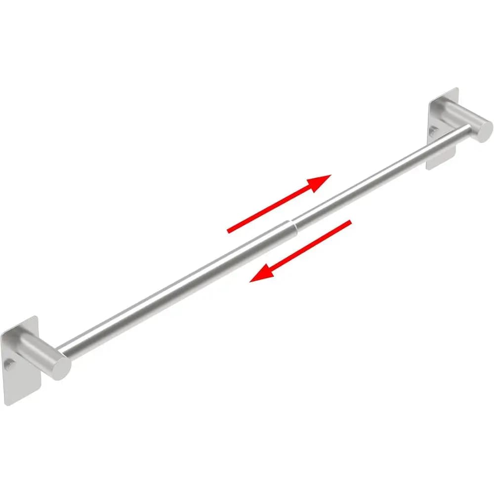 Adjustable Towel Bar, 14.4-25.2inch, Self-Adhesive & Wall-Mounted, Stainless Steel Towel Rack for Bathroom and Kitchen, Brushed