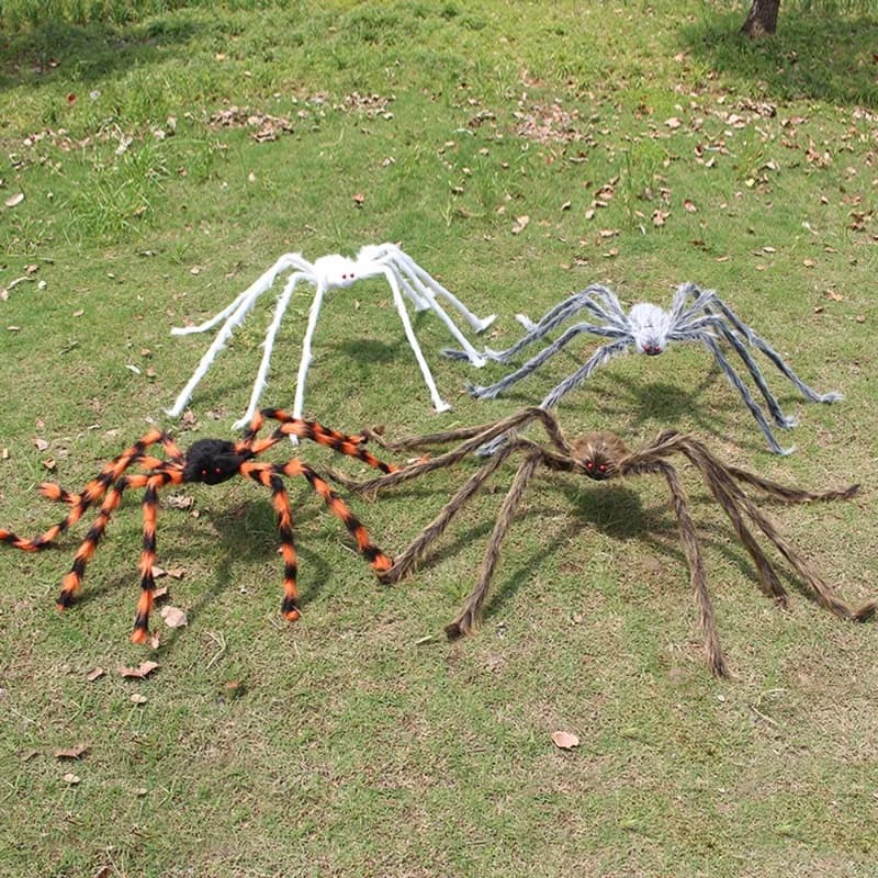 Halloween Black Giant Spider Scary Artificial Plush Spider Home Bar Haunted House Scene Ornaments Props Holiday Outdoor Decors