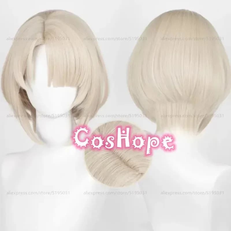 NewFreminet Donne 30 cm Capelli Corti Beige-Oro Chiaro Parrucca Anime Parrucche Cosplay Parrucche Sintetiche Resistenti Al Calore2025