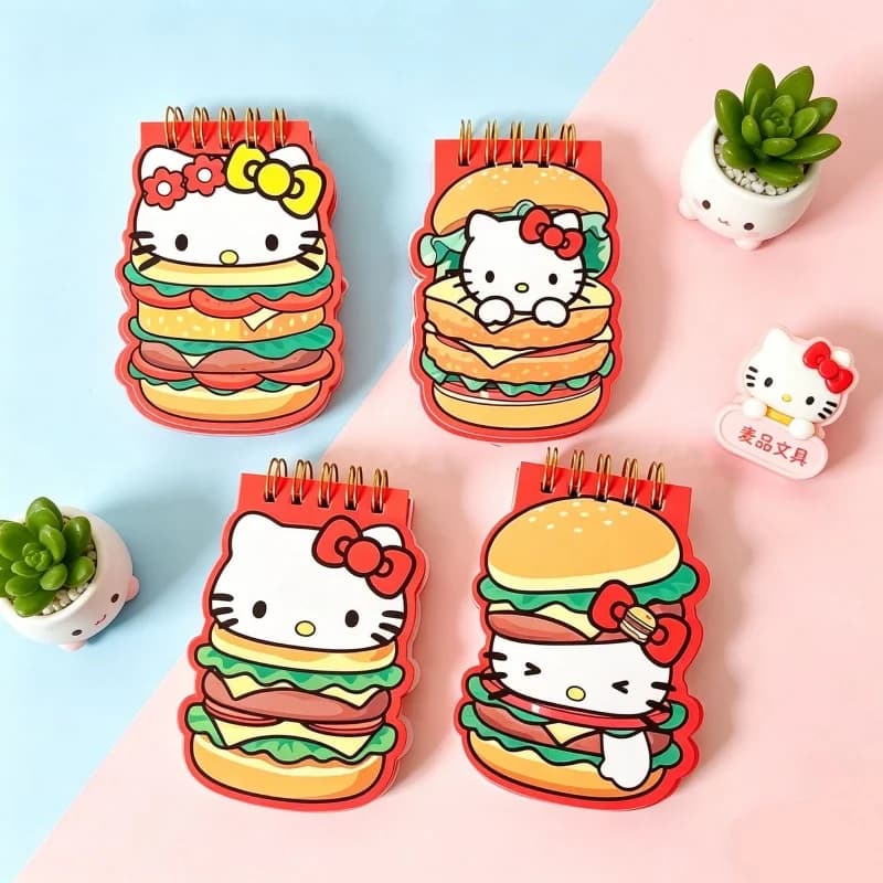 Set di 12 Quaderni a Spirale Kawaii Sanrio Kitty, Diario Portatile Carino, Agenda, Cancelleria per la Scuola