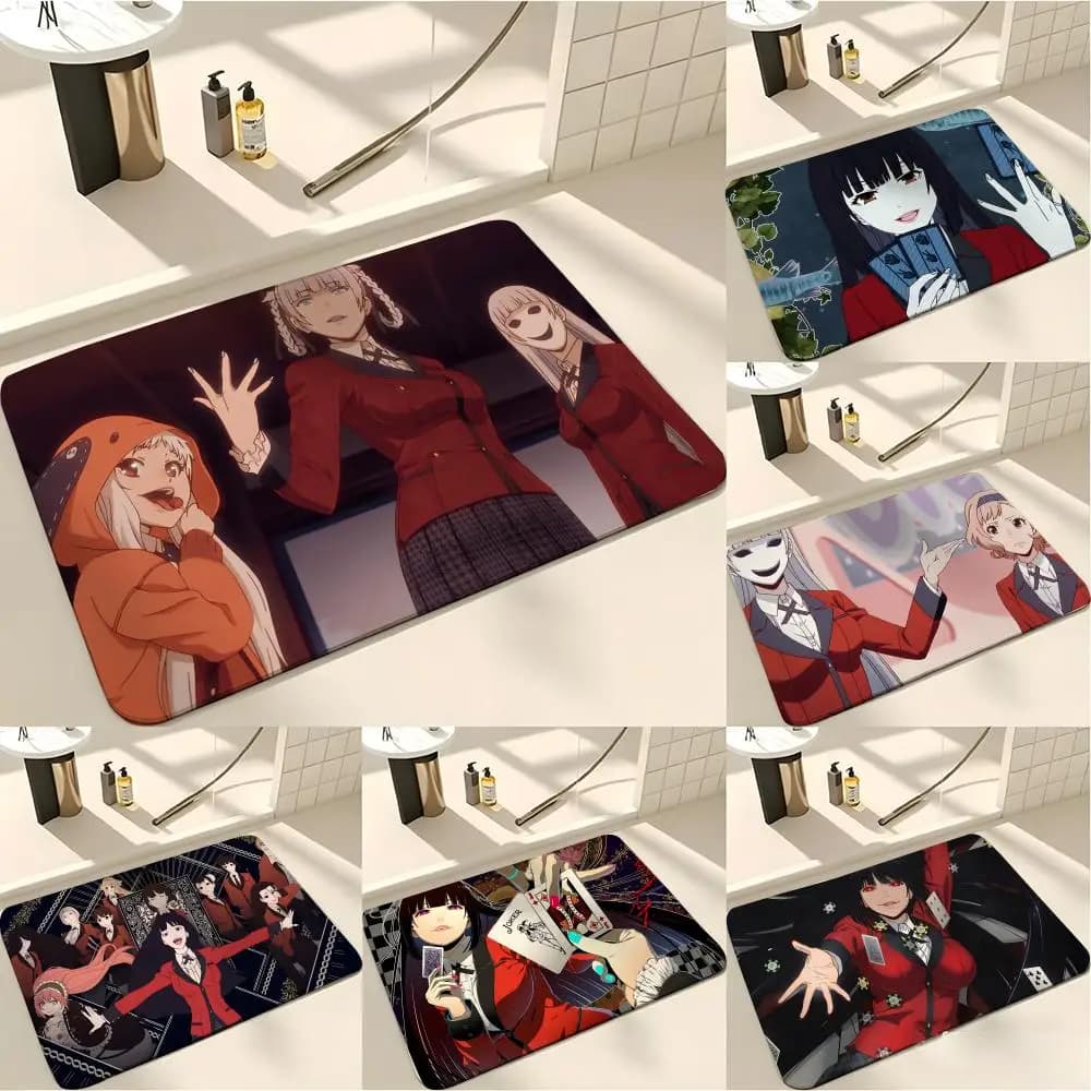 Gambling School Anime K-Kakegurui Floor Mat Absorbent Floor Mat Non-Slip Entrance Rug for Bathrooms Restrooms and Toilets