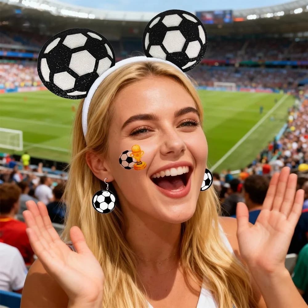 Set di Accessori Riutilizzabili per Tifosi di Calcio, Costume Ecologico Leggero con Gonna in Tinsel e Adesivi Temporanei per Tatuaggi
