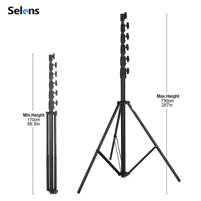 Selens 7.3M Supporto per luce con tampone di pressione dell'aria Telaio flash in lega di alluminio Video Treppiede regolabile Fotografia Stiduo Carico 22 kg