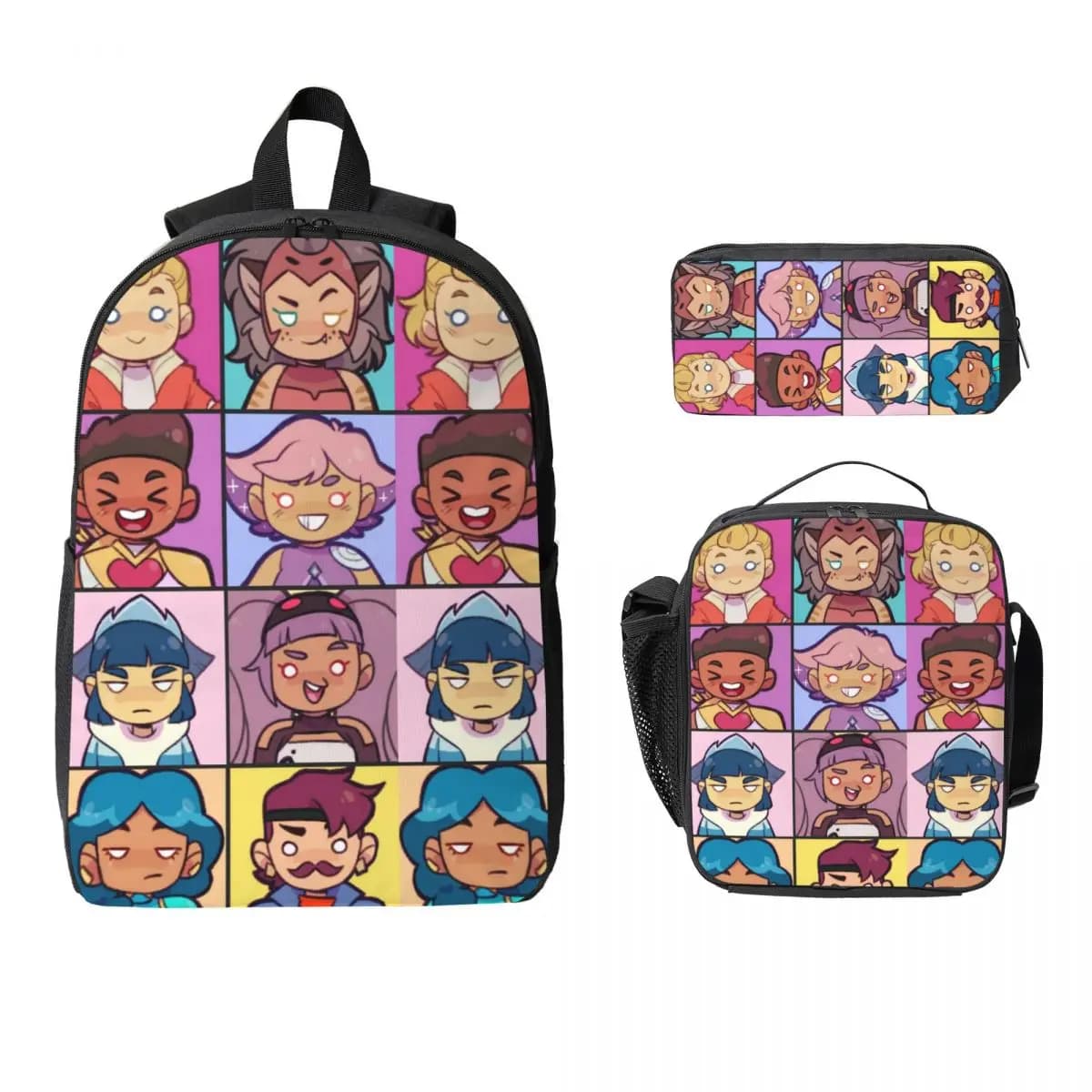 3Pcs She-Ra And The Princesses Of Power Backpack Set Pencil Boxes Bookbag Sets with Lunch Box For School Students Knapsack