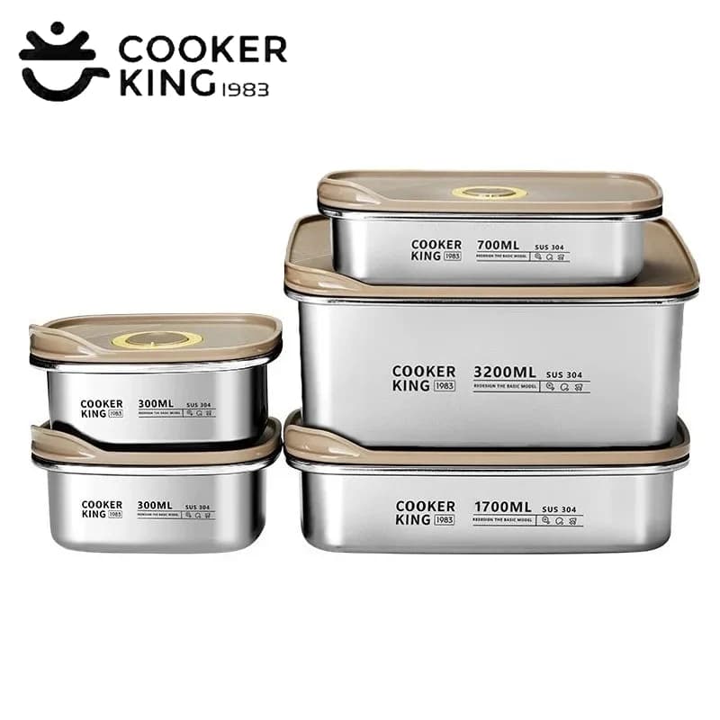 COOKER KinG Contenitore per la conservazione degli alimenti in acciaio inossidabile Contenitore per il pranzo da campeggio Scatola Bento per frutta Frigorifero Scatola di immagazzinaggio sigillata congelata