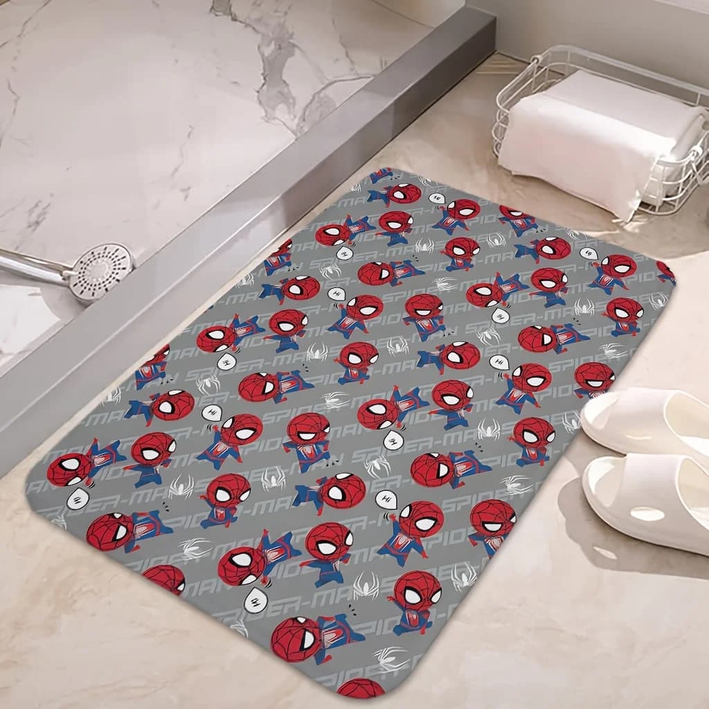 (MARVEL) Tappeto da pavimento per ingresso con motivo Spider-Man, tappetino da bagno assorbente e ad asciugatura rapida, tappeto da cucina antiscivolo e super resistente