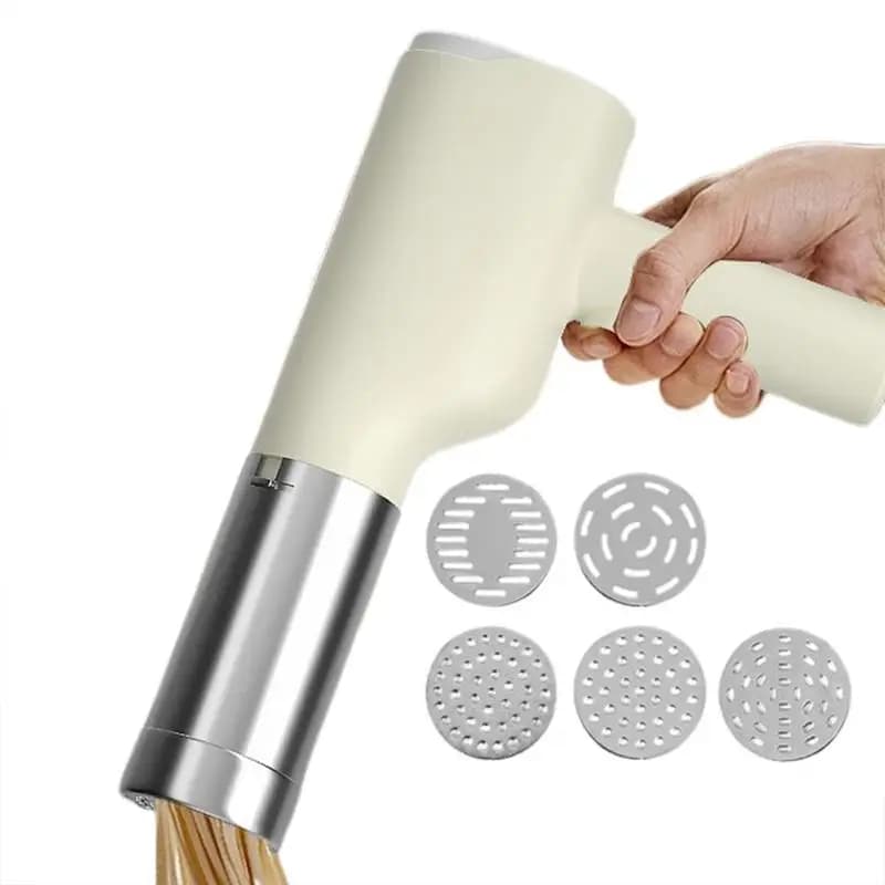 Macchina per noodle elettrica portatile Pressa per noodle elettrica Macchina per pasta automatica Macchina per pasta senza fili Pressa per pasta 5 stampi