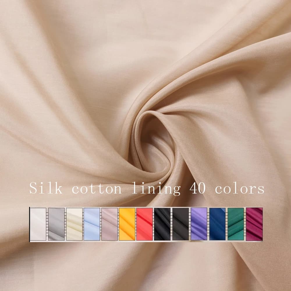 55'' Wide Mulberry Silk Cotton Lining White Black Solid Color Natural Silk Fabric Dress Scarf Decorations