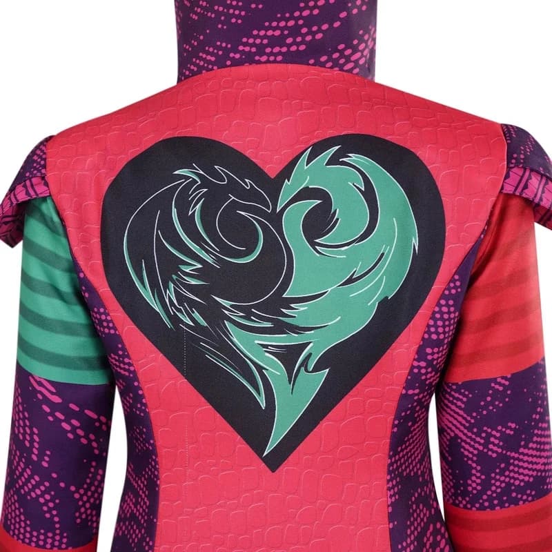 Costume da Cosplay per Donna Adulta di Mal (Descendants) con Giacca, Gilet, Pantaloni e Guanti per Halloween e Carnevale