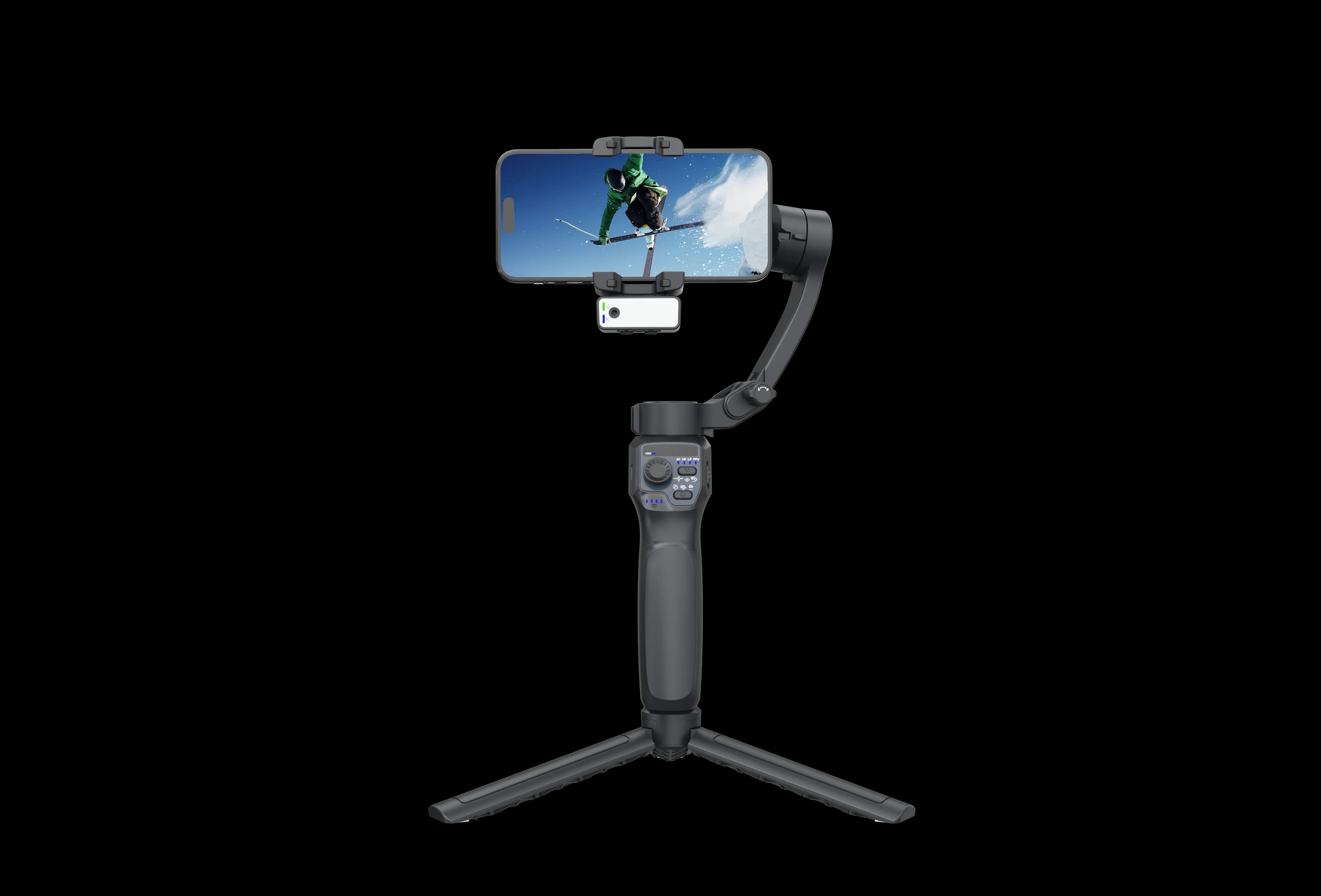 Stabilizzatore Gimbal Portatile F11 con Tracciamento del Viso AI e Treppiede per Smartphone, Selfie Intelligente a 360 Gradi