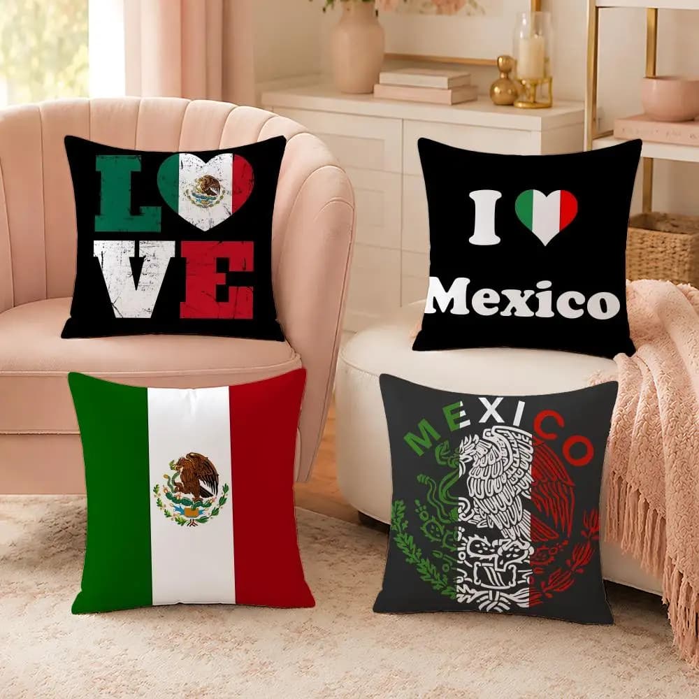 Mexico Fiesta Colorful Cushion Cover Custom Plush Pillow Cover Soft Cloud Comfort for Sofa Bed Couch