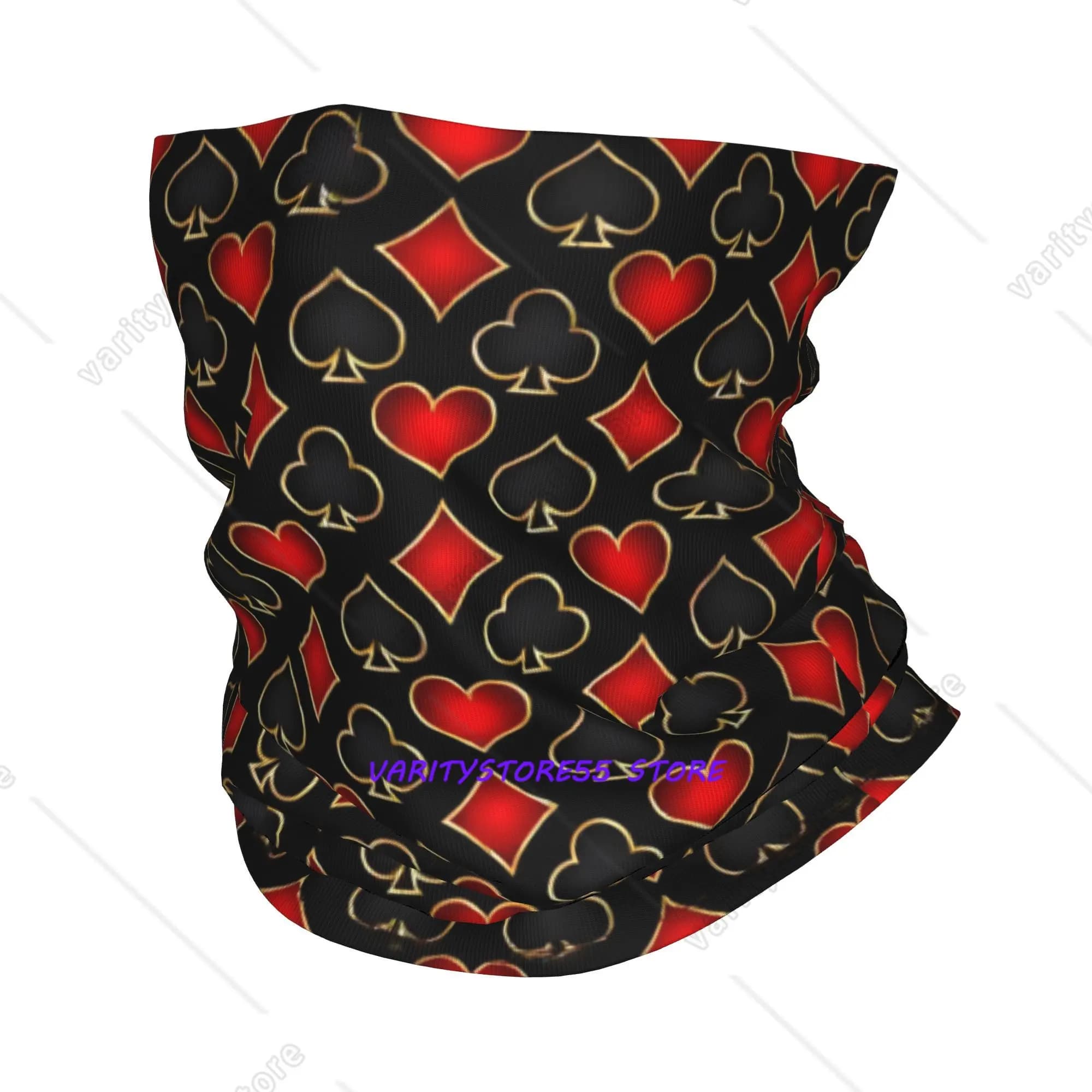 Poker Playing Card Symbols Headband Neck Warmer Hiking Cycling Tube Scarf Heart Spade Diamond Club Face Bandana Gaiter