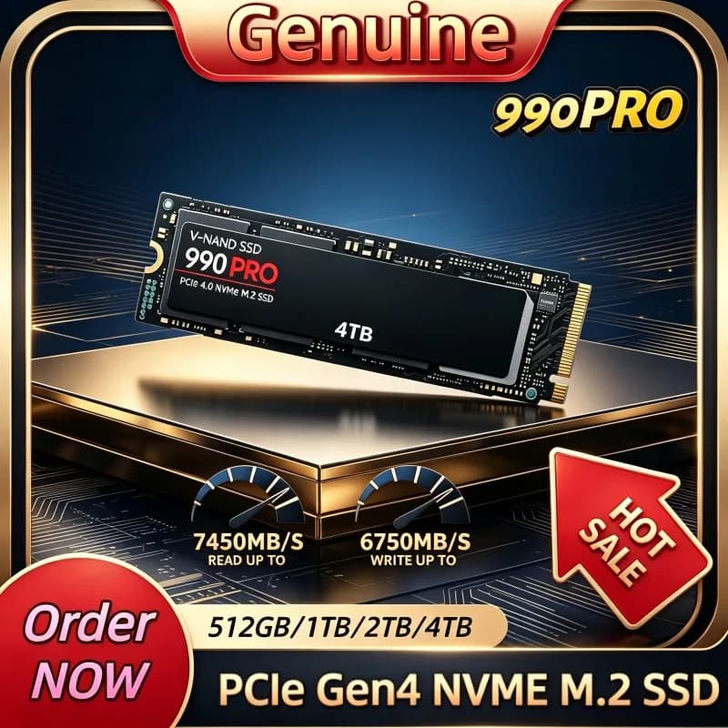 Genuine 990 PRO 2TB/4TB PCIe Gen4 M.2 2280 SSD, High-End Internal Drive, Flexible Flagship Storage for PC, Laptop & PS5.