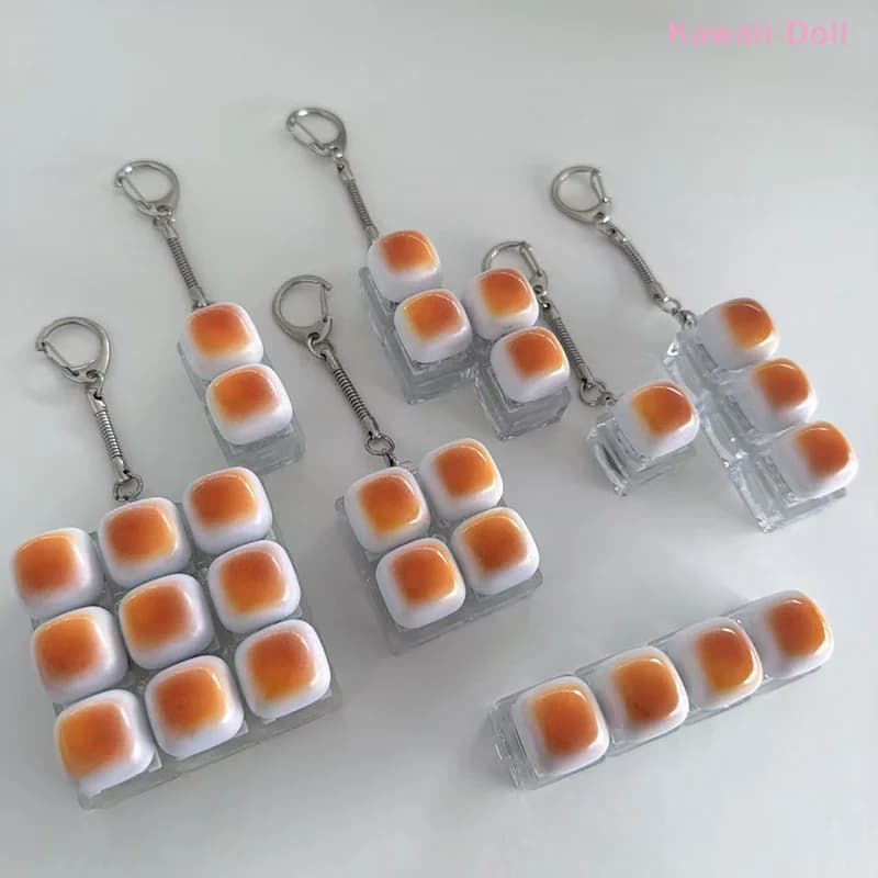 [DO]1PC Caramel Bread Keyboard Stress Relief Button Light Keycap Backpack Pendant Keychain For Office Adult Accessory[DO]