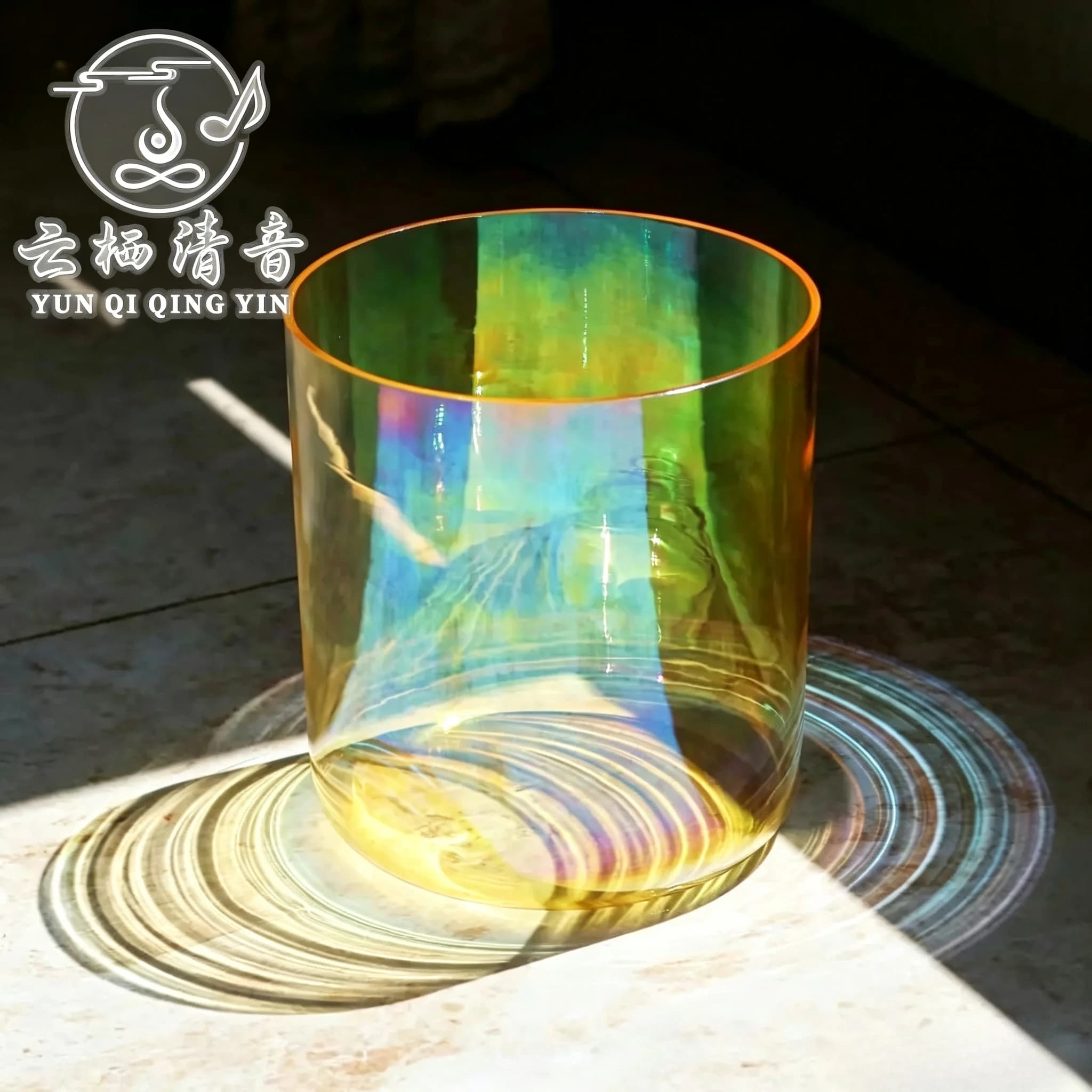 YUN QI QING YIN Thick Wall Orange Transparent Aurora Alchemy Quartz Crystal Singing Bowl Premium Sound Vibration Bowl For Spiritual Healing Yoga Deep Relaxation