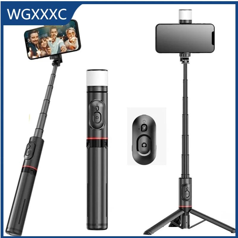 Monopiede estensibile con treppiede per selfie portatile senza fili Bluetooth con telecomando per Huawei iPhone 13 Pro Max Xiaomi Phone Live