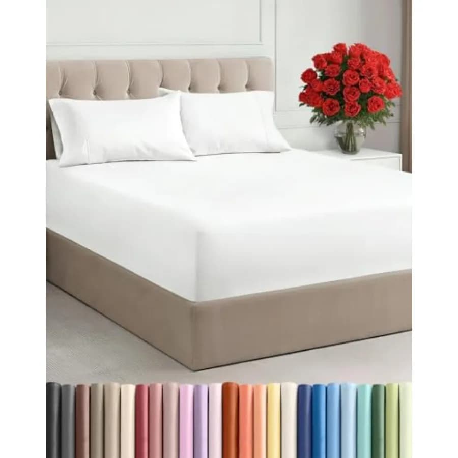 Set di lenzuola extra profonde da 4 pezzi, traspiranti e rinfrescanti, lenzuola di lusso da hotel con tasche extra profonde da 2 pollici (U)