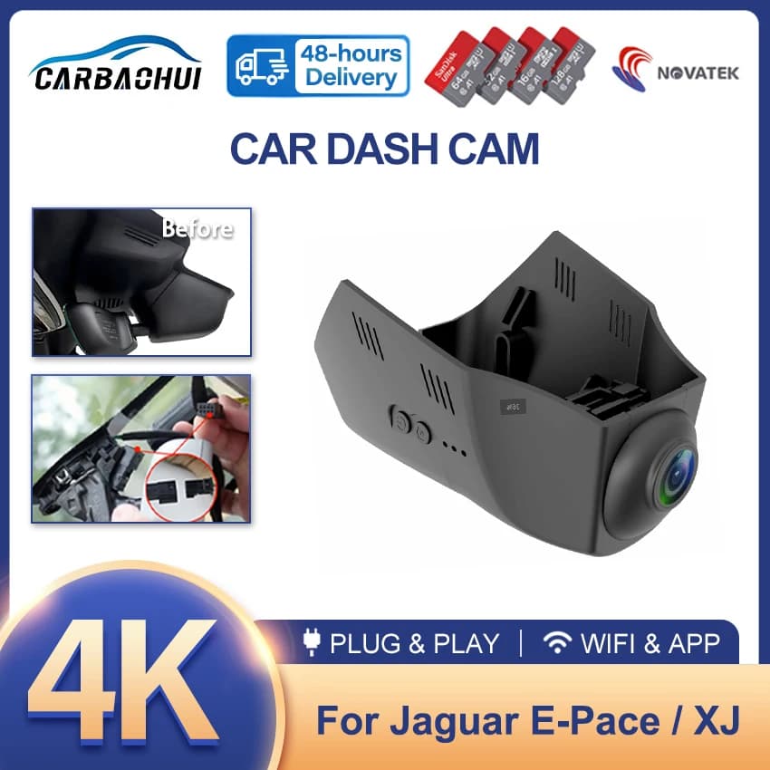 Dash Cam for Jaguar E-Pace (X540) 2018-2023, XJ XJ-L 4th Generation (X351) 2016-2021, WiFi DVR for Car 4K 2160P Car Camera
