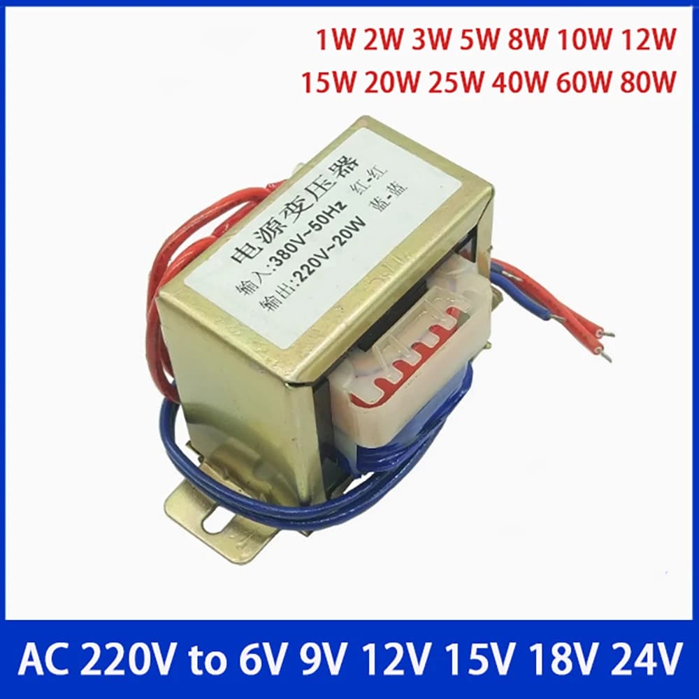 1W 5W 10W 12W 15W 20W 25W 40W 60W Trasformatore di potenza Ingresso AC 220V 50HZ Uscita AC 6V 9V 12V 15V 18V 24V Dual V 3Line
