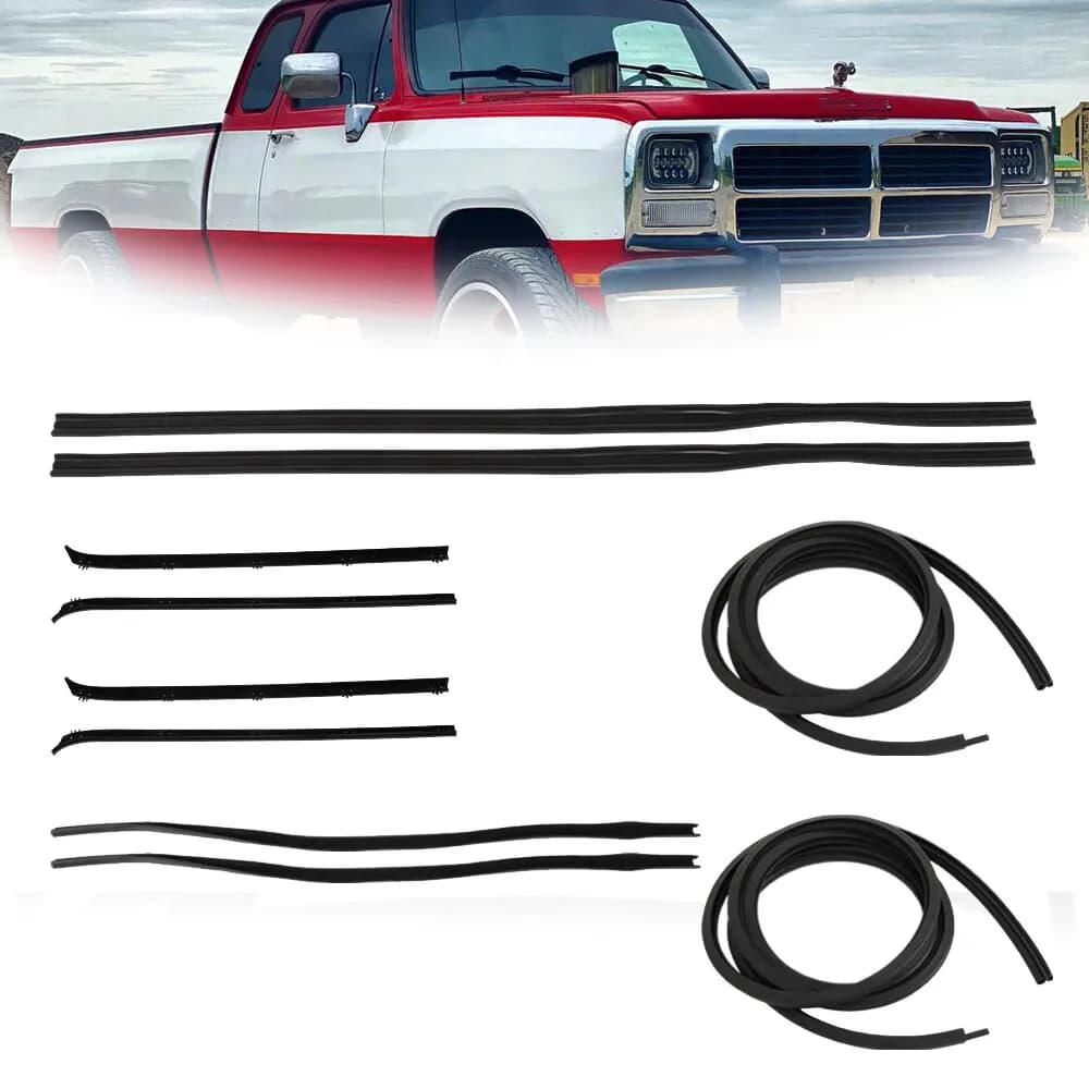 Kit Guarnizioni in Gomma per Porte e Finestrini 10 Pezzi per Dodge Truck D/W 150 1980-93