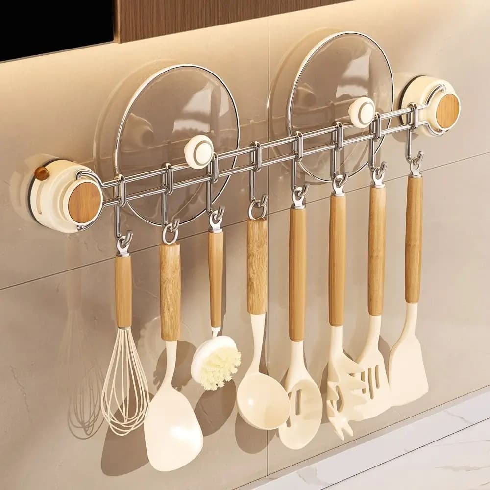 8 ganci ventosa gancio da cucina regolabile salvaspazio posate portaoggetti scorrevole multiuso posate sospese organizer