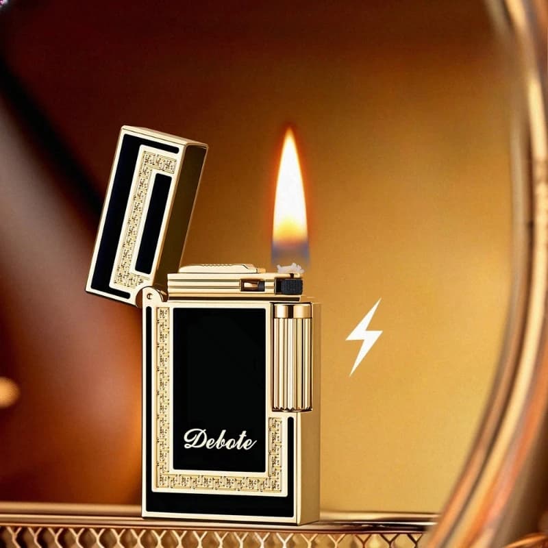 2026 New Metal Cotton Oil Lighter Creative Langsheng Side Grinding Wheel Open Flame High end Gift Lighter Smoking Accessories
