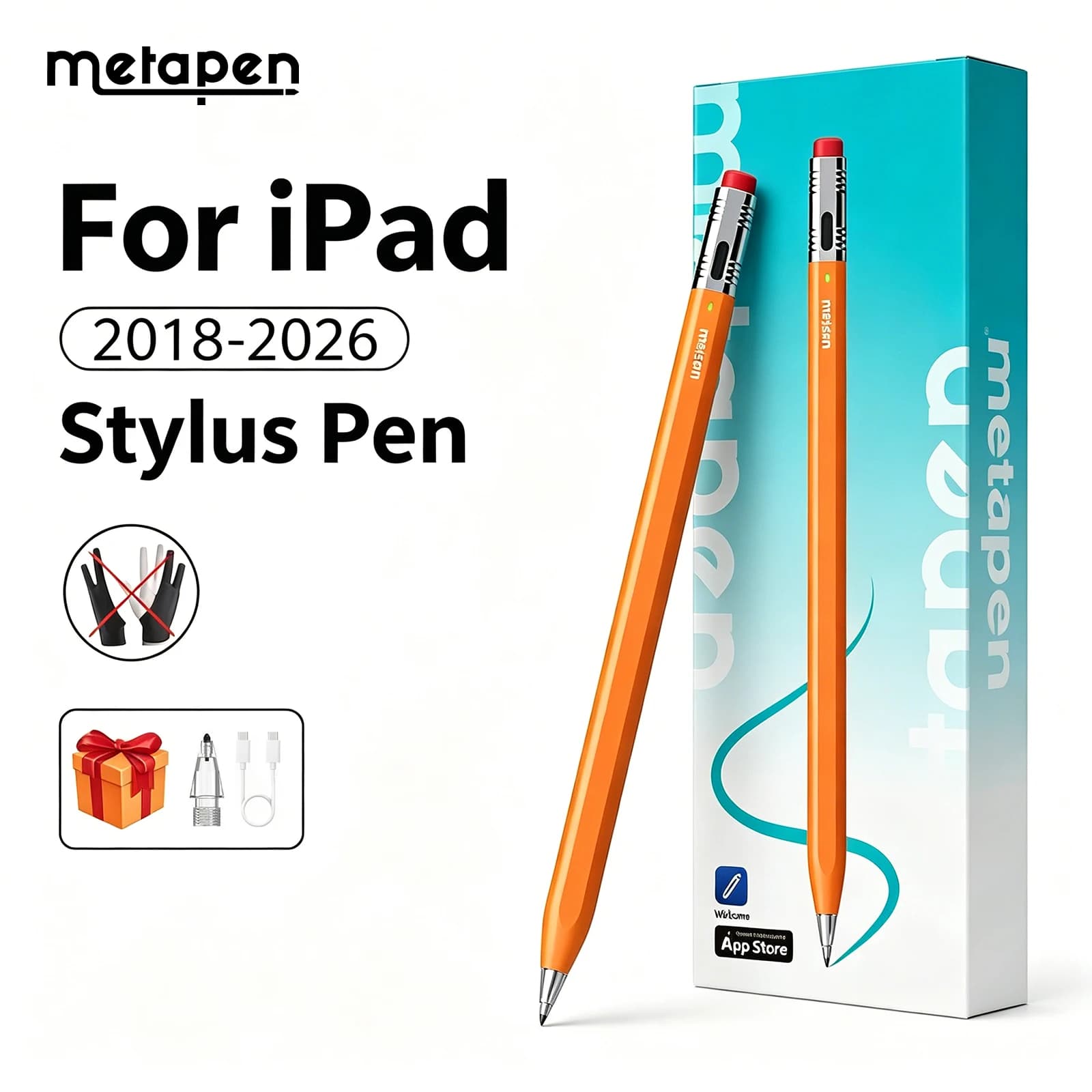 Penna Stilo MetaPen con Riconoscimento del Palmo per Apple Pencil 2018-2026, Ricarica 2X Più Veloce per iPad Pro 12.9/13 M4, Air 3/4/5/M2/M3, Mini 5/6