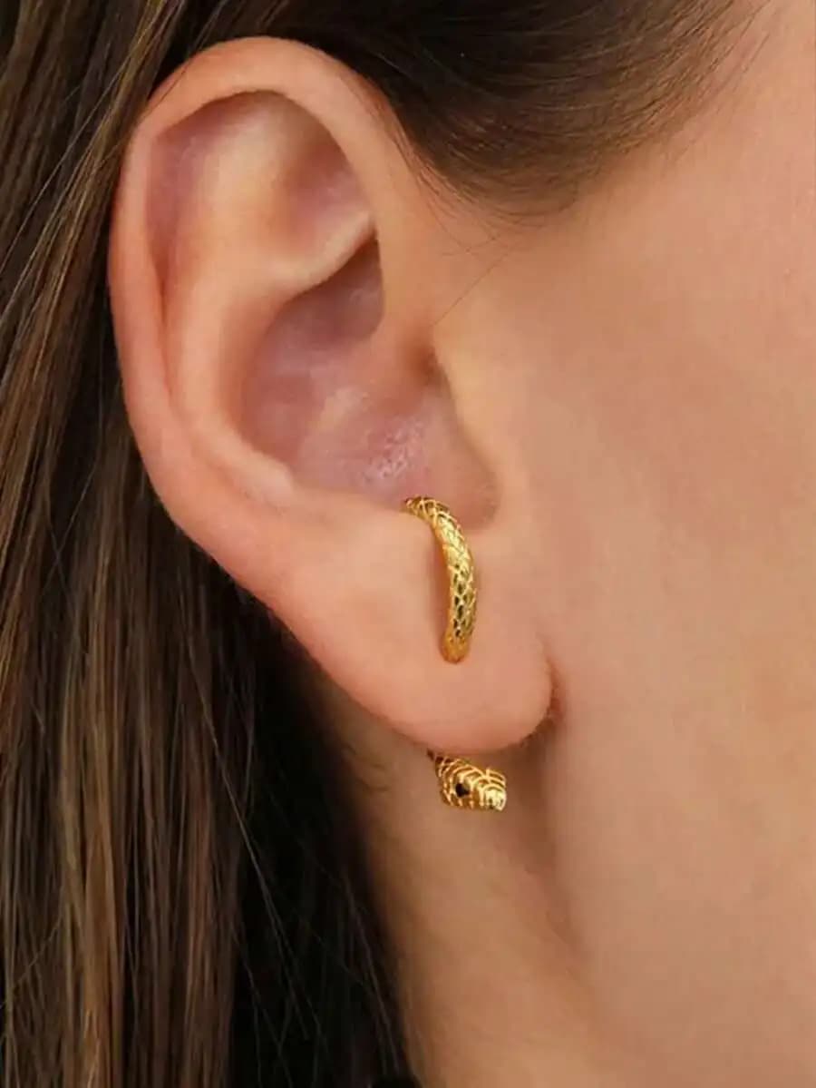 Womens Snake Design Hoop Earrings Punk Gothic Style Fashion Jewelry