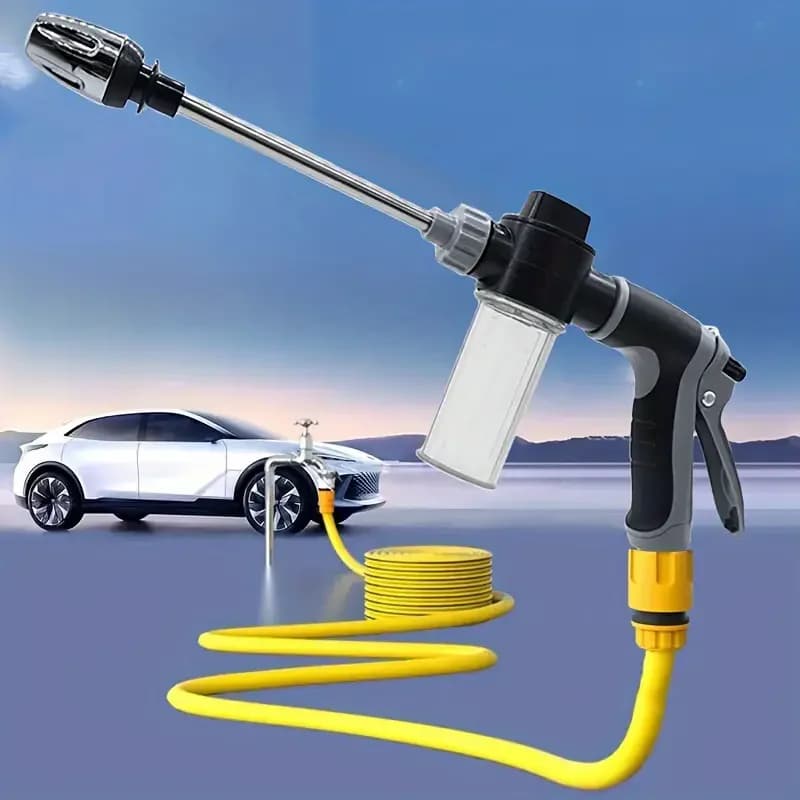 Pistola per schiuma per autolavaggio ad alta pressione con manico lungo - Ugello regolabile per pulizia, irrigazione e gonfiaggio dei pneumatici - include schiuma