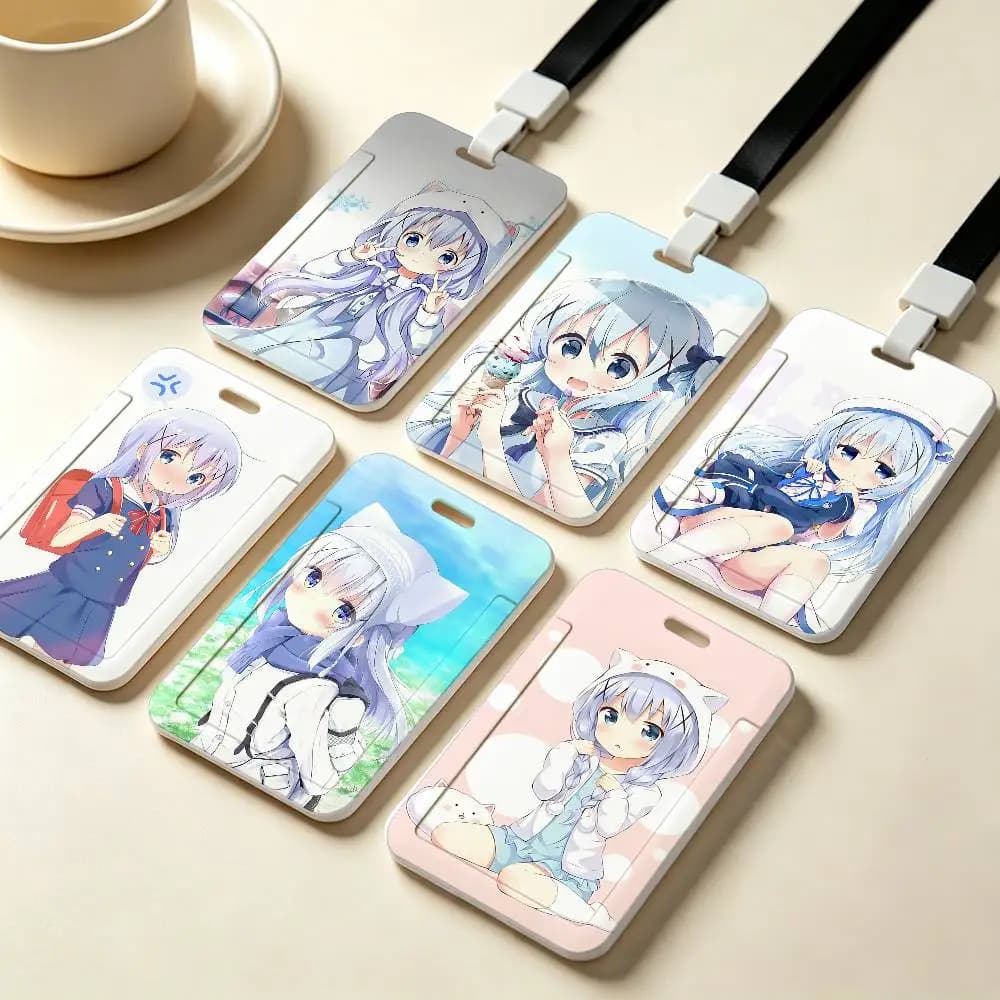 Cartoon Kafuu Chino NFC Contactless Sliding Card Sleeve For Student Cards, Bus Cards, ID Cards, And Work Permits