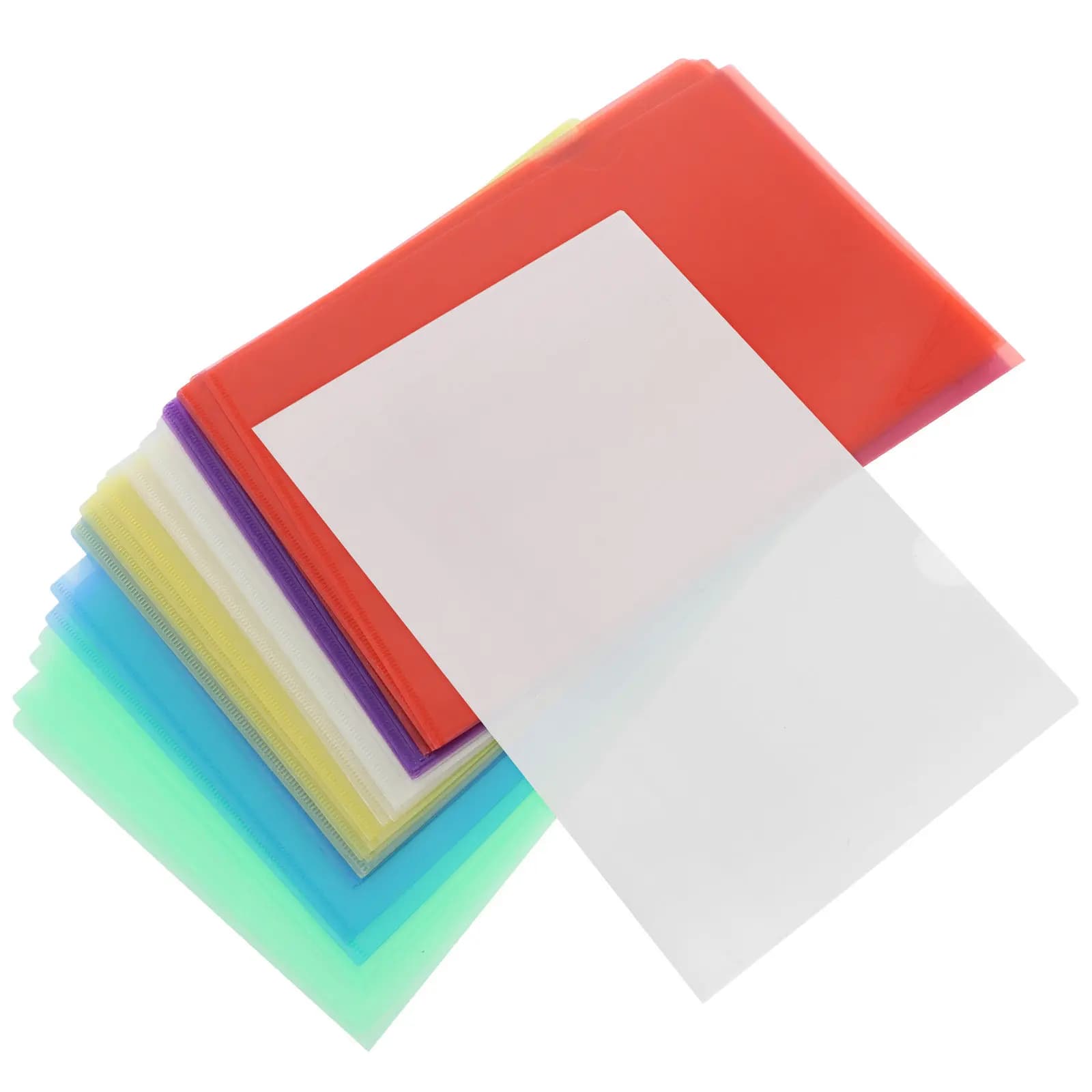 24 Pezzi Cartelle Portadocumenti Impermeabili a L, Trasparenti Colorate in Plastica, Formato A4, per Progetti e Organizzazione Documenti