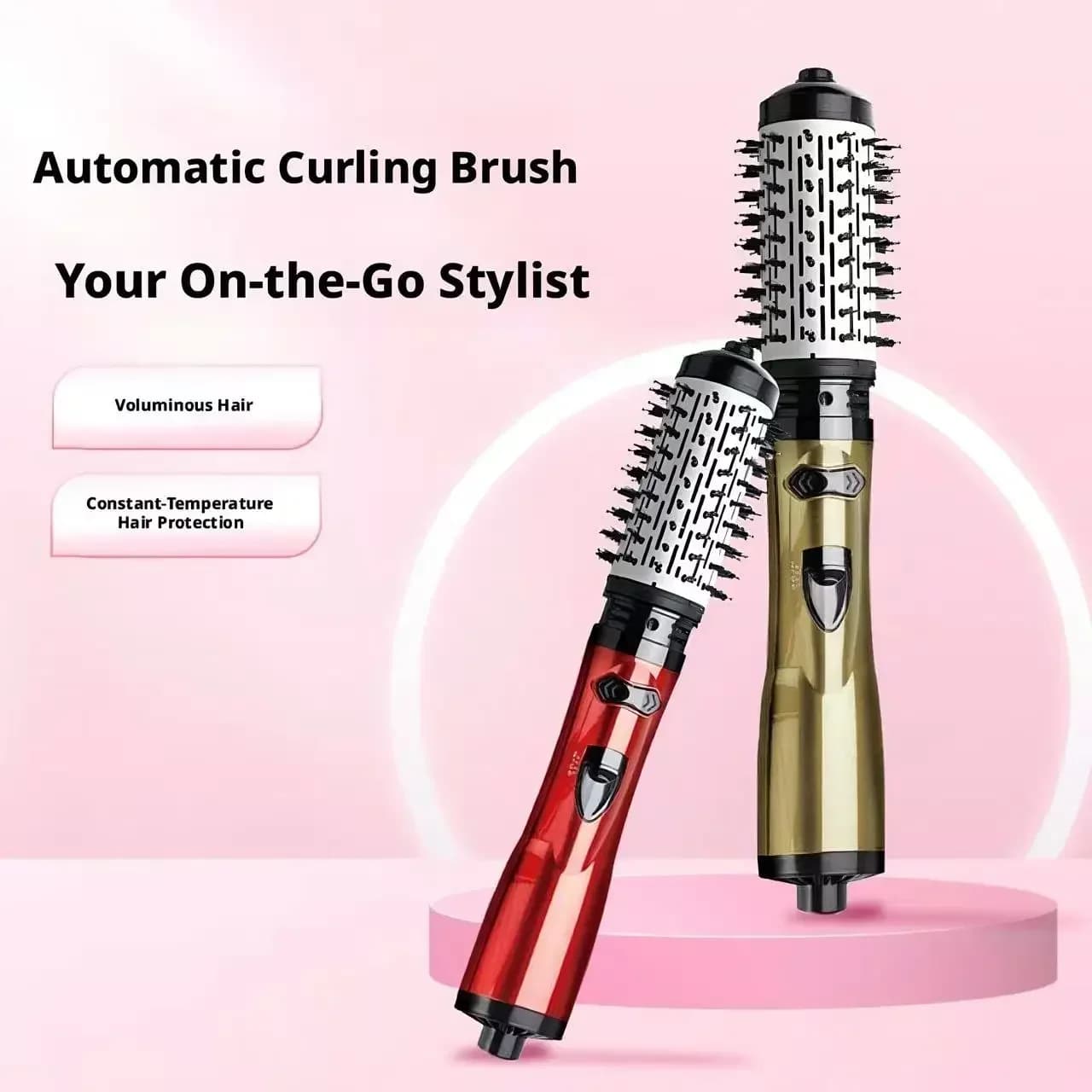 Spazzola Asciugacapelli Multifunzione con Aria Calda, Styler Automatico Rotante Anti-Scottatura a Temperatura Costante per Lisciare e Arricciare i Capelli, per Uso Domestico