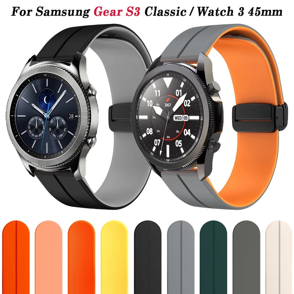 Gear S3 cinturino con fibbia magnetica per Samsung Galaxy Watch 3 45mm(SM-R840) Smartwatch 22mm Silicone Galaxy Watch 46mm cinturino per bracciali