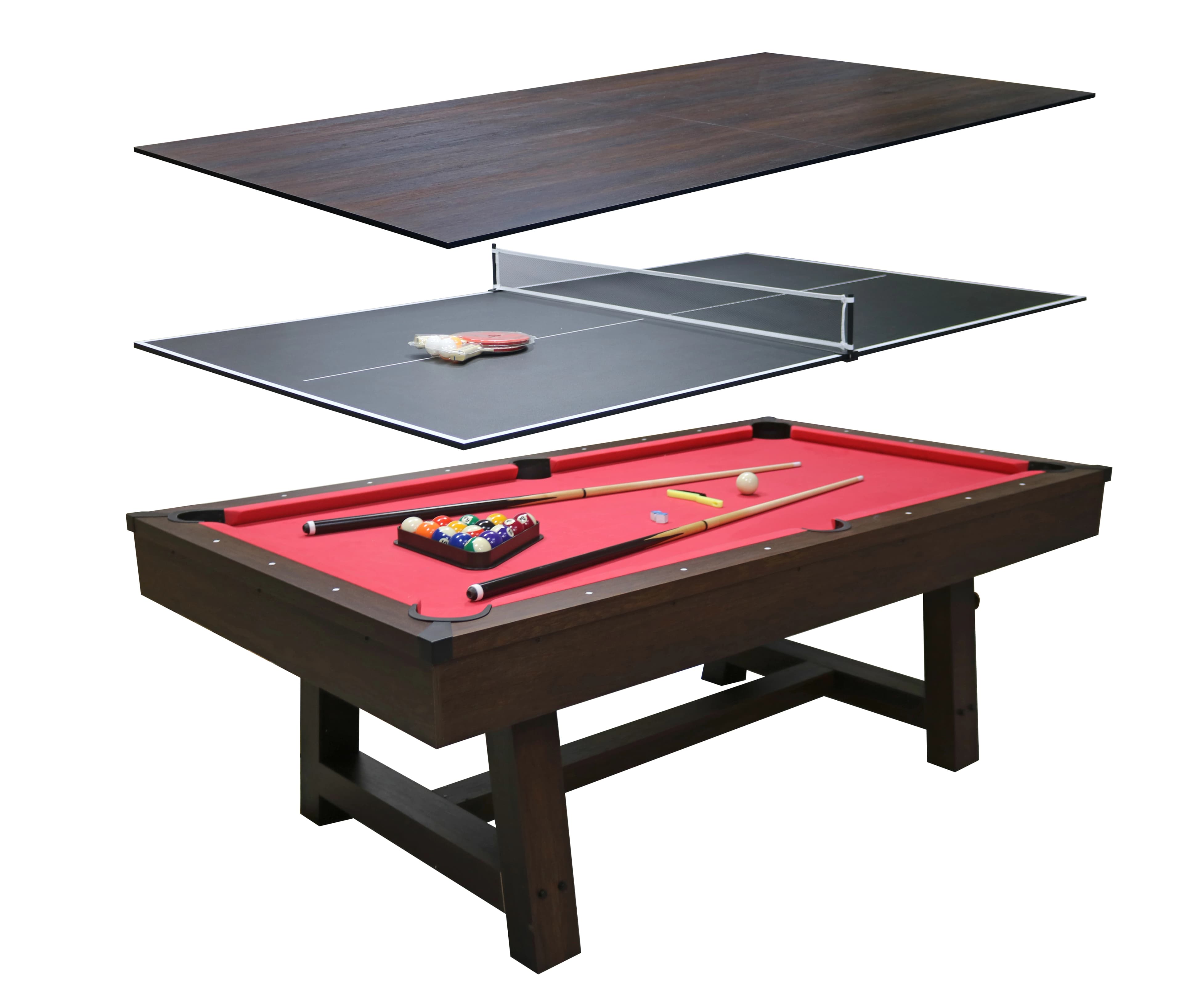Tavolo da biliardo per interni 3 in 1 da 7 piedi Tavolo da pranzo per hockey ad aria Dimensioni personalizzate con accessorio per stecca MDF e cuscini in gomma