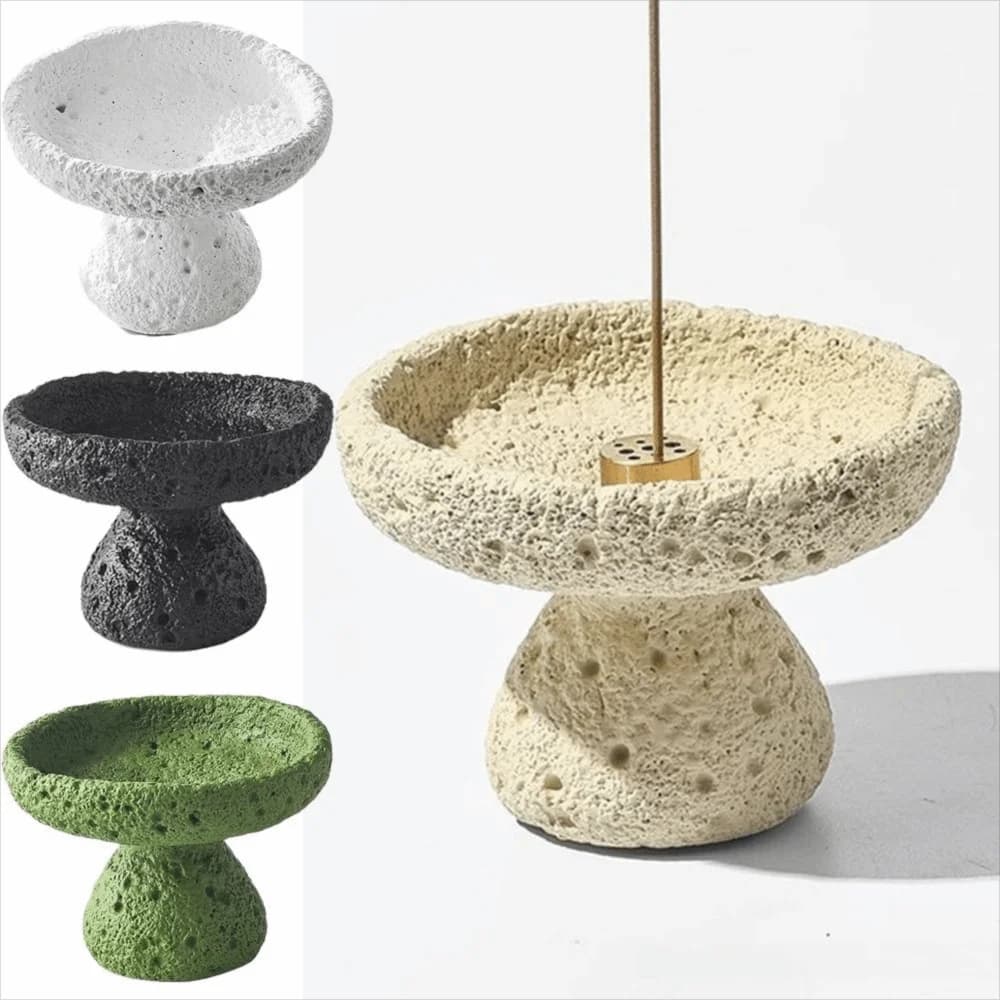 Concrete Texture Cement Incense Burners Moon Surface Design Decorative Incense Stick Stand Multi-functional with 9 Holes