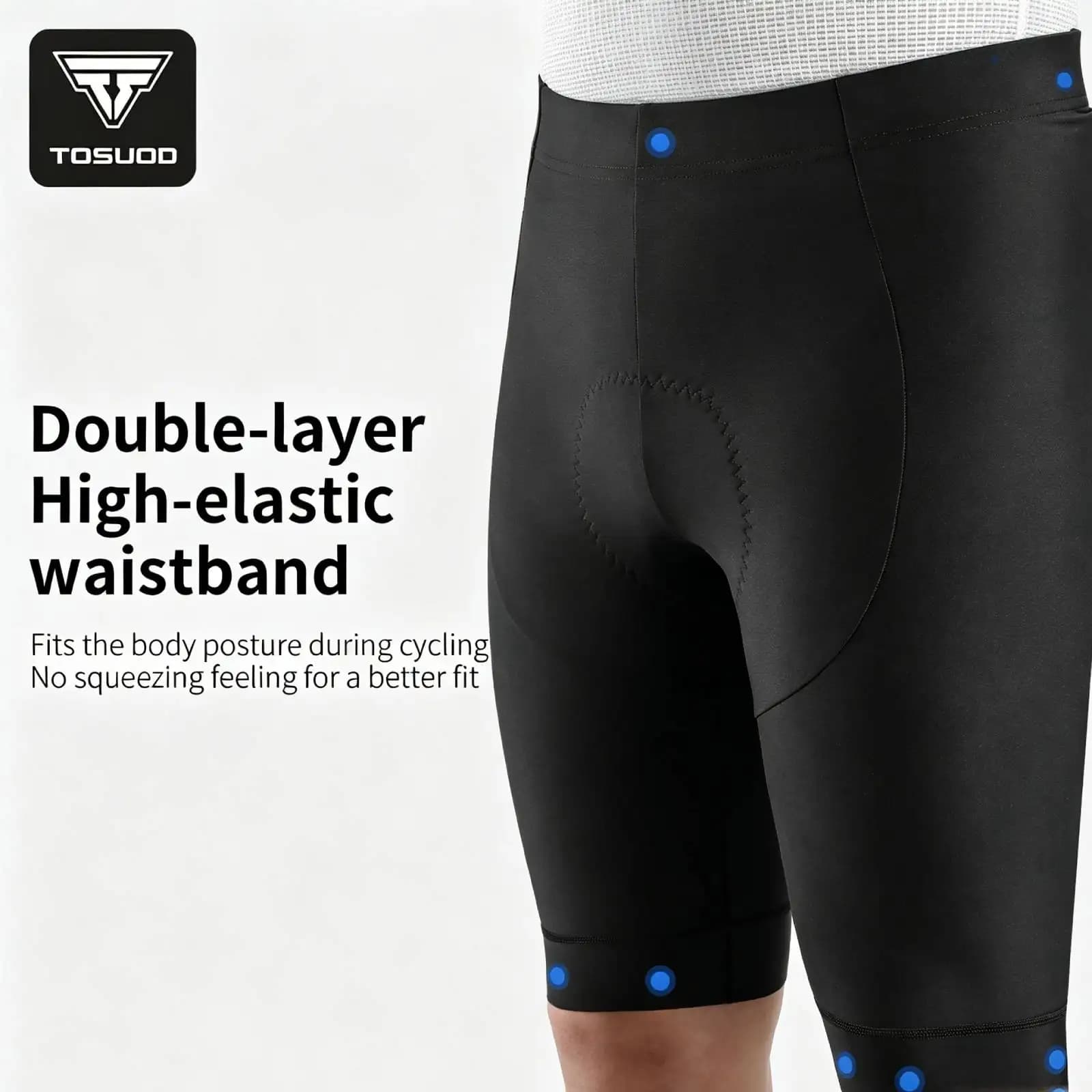 TOSUOD Men's Padded Cycling Underwear High Elastic Sponge Pad Shockproof Breathable Quick Dry MTB Road Bike Riding Shorts