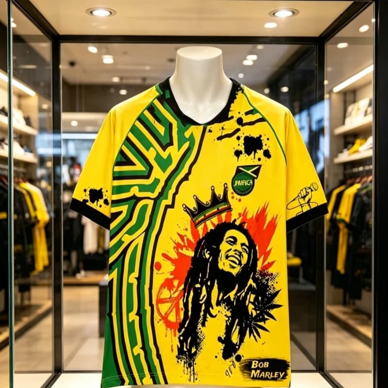 T-shirt Uomo Estiva 2026 Commemorativa Jamaica Edizione Speciale Bob Marley Maglia Graffiti T-shirt Outdoor Genitore-Figlio