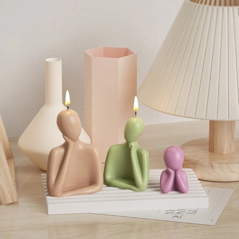 3D famiglia candela stampi in Silicone arte astratta corpo candela profumata cera stampo pensatore ritratto Aroma gesso ornamento fare stampi