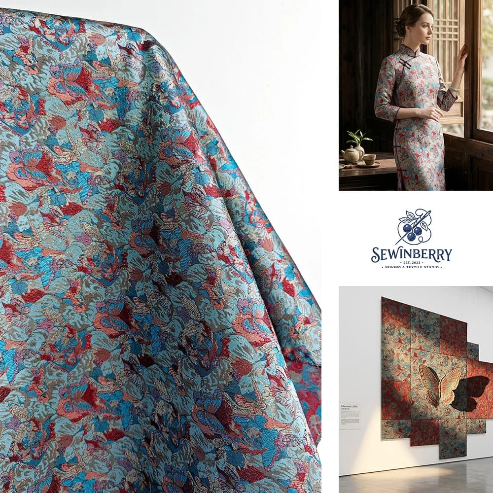Dunhuang Butterfly Dream Jacquard Polyester 50x145cm Chinese Retro For Fat Quarter Patchwork DIY Sewing