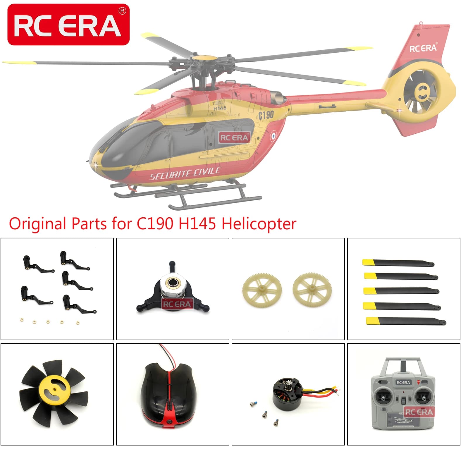 RC ERA C190 H145 Elicottero RC in scala Parti originali Fusoliera Corpo Rotore Testa Lama Grip Piatto oscillante Ingranaggio principale