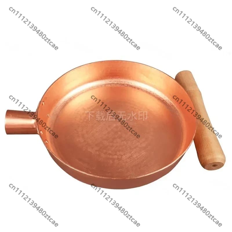 2mm Thickened Pure Copper Frying Pan, 100% Hand Forged Non-stick Cooking Pot, Heat Transfer Induction Compatible Copper Skillet