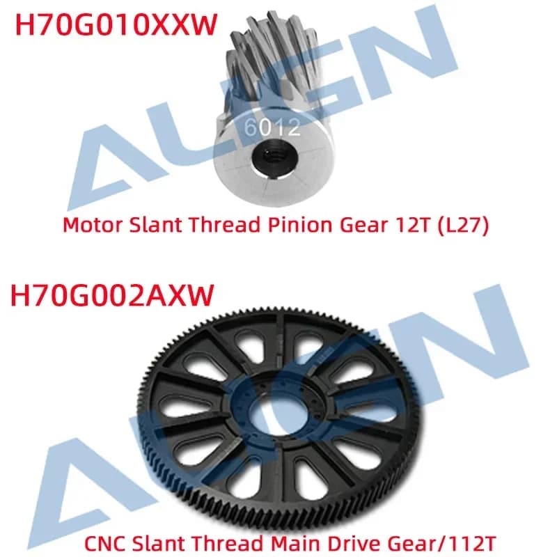 Allineare T-REX 700E 800E pignone con filettatura inclinata del motore 12T (L27) filettatura inclinata CNC ingranaggio di trasmissione principale/112T pezzi di ricambio elicottero RC