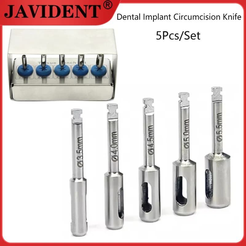 5 pz/set taglierina per anelli per impianti dentali in acciaio inossidabile tessuto morbido anello gengivale punzone per taglio strumento chirurgico orale