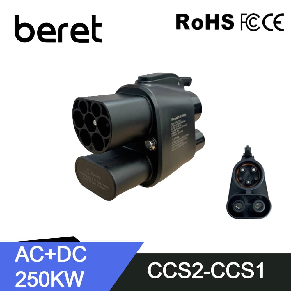 BERET EV CCS2 Charger to CCS1 DC 250A 250KW Quick Charging Adapter CCS Combo 2 to CCS Combo 1 Universal Car Charging Model